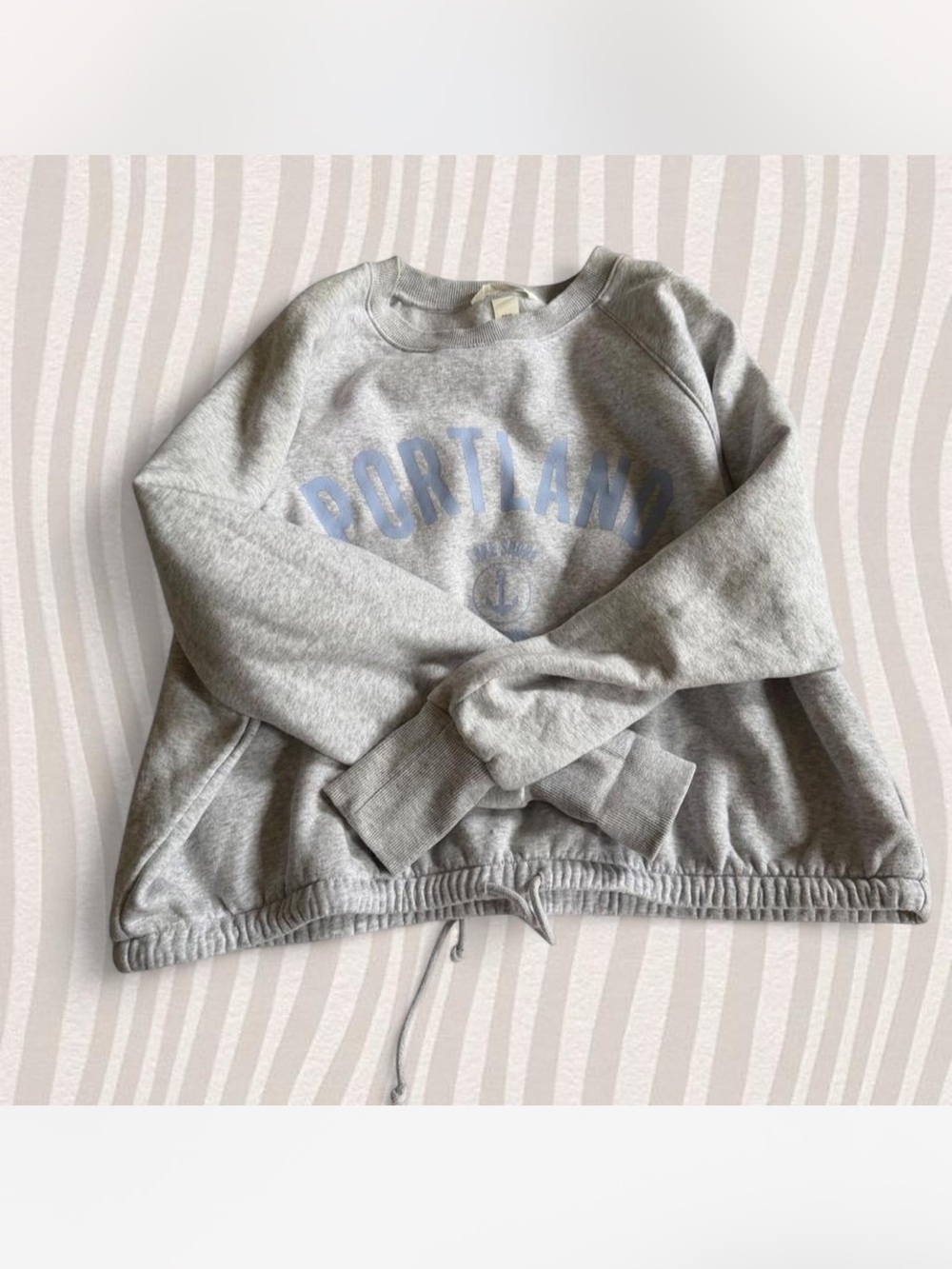 H&M Gray Crewneck Sweatshirt with Light Blue Print - Picture 2 of 3